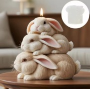 RODZINA KRÓLIKÓW Wielkanoc forma silikon 8.5*10.2*6 do Odlewów Świec Gipsu