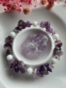 Kamienie naturalne Ametyst Onyx Biały Bransoletka Regulowana 