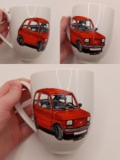 Ręcznie malowany kubek PRL Fiat 126p Maluch 