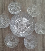 PRL kryształowa salaterka i 6 małych miseczek deserowych