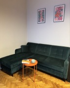 Narożnik Agata Meble VOLARE – butelkowa zieleń - z funkcją spania