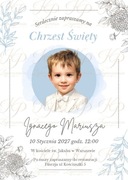 Zaproszenia na Chrzest ze Zdjęciem Dziecka | A5 14x21 | Personalizowane 