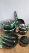 Garnki lakierowane 15 el zielone 399zl 4p