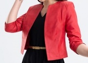 Marynarka Krótki żakiet bolerko M674 Czerwony Rękaw 3/4 SZULIST EKO 44 XXL