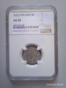 ZYGMUNT 3 WAZA PÓŁTORAK BYDGOSZCZ 1623 NGC AU 58