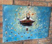 Obraz akryl  tancerka ludowa. Folk. Artysta szczeciński.