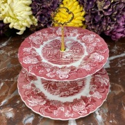 Angielska czerwona etażerka 2-poziomowa - English Scenery - Wood & Sons #2