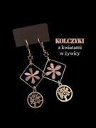 Artystyczne kolczyki z kwiatami i zawieszkami