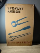PRL Tablica Ostrzegawcza ORYGINALNA GRUBA BLACHA  UNIKAT. 