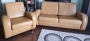 SOFA I DWA FOTELE ze skóry naturalnej-stan bardzo dobry