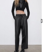Czarne spodnie Zara Wysoki stan XS imitacja skóry,Nowe z metką