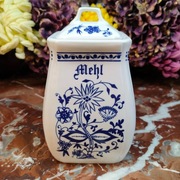 Duży porcelanowy pojemnik na mąkę - Wzór Cebulowy - 800 ml - MF Design