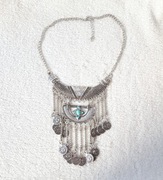 Naszyjnik etniczny srebrny kolor monetki monety coins kolia etno boho