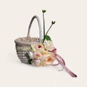 Koszyczek Wielkanocny, dekoracyjny, z kwiatami
