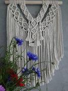 MAKRAMA DO SALONU BOHO duża ze sznurka na ścianę kremowy POLSKIE RĘKODZIEŁO