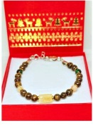 BRANSOLETKA NA LINCE STAL KAMIEŃ CYTRYN BRONZYT TYGRYSIE OKO  szer.od 18 cm