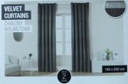 Zestaw 2 zasłon welwetowych na taśmie - zasłony welwetowe 140 cm x 250 cm