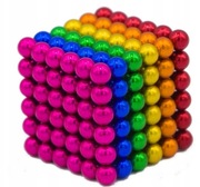 KLOCKI MAGNETYCZNE kulki 5mm Tęcza Kolorowe 216 szt. +GRATIS