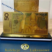 Zestaw 50zł Jan Paweł II Pozłacany Kolekcjonerski Banknot + Certyfikat