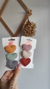 Pierwsze spineczki mini Spinki serduszka welurowe dla dziewczynki Hand made
