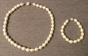 Komplet naszyjnik + bransoletka z prawdziwych dużych pereł hodowanych 