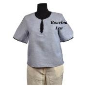 Bluzka & Other Stories 38 M len bawełna pudełkowa jasnoniebieska V-neck