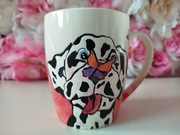 Kubek ręcznie malowany - Dalmatyńczyk z motylami