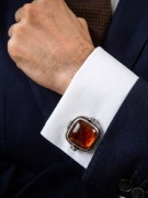 muzealne giganty unikat vintage spinki ORNO srebro wiśniowy bursztyn PRL