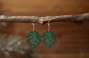 Kolczyki ze sklejki - Monstera, rękodzieło