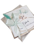 Kartka w pudełku Urodziny Chrzest Chrzciny Komunia roczek oliwkowa miętowa 