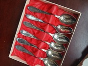 PRL posrebrzane łyżeczki małe do kawy oryginalne pudełko