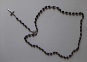 Stary czarny drewniany różaniec | drewniane koraliki | vintage, PRL