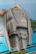 Sweter zimowy gruby wełna shetland 100%