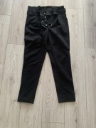 Spodnie czarne eleganckie z paskiem wysoki stan 