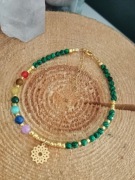 Bransoletka czakry rozeta na lince ametyst lapis amazonit agat tygrysie opa