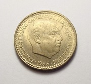 Hiszpania 1 peseta 1953 W gwiazdce 63 PIĘKNA!