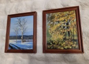 dyptyk Jesień i Zima – obrazy olejne, 15 x 19 cm