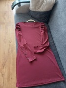 Elegancka Sukienka w Kolorze Głębokiego Wina / Burgundowa. Rozmiar M