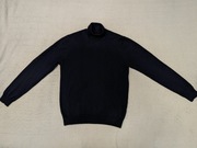 Granatowy elegancki wełniany sweter z golfem golf Casual Friday XL