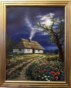 Obraz olejny na płótnie w ramie 47x58 cm "Droga w pełni"