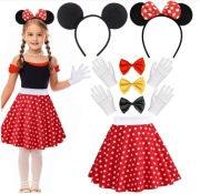 STRÓJ MYSZKA MINNIE Miki Przebranie Dla Dziewczynki Bal Spódnica Kokardy