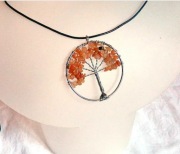 Drzewo życia, wisiorek z czerwonym awenturynem, wire wrapping