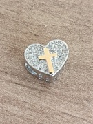 Charms zawieszka do bransoletki modułowej Serce Krzyż Srebro