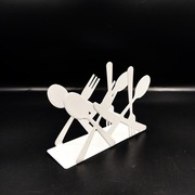 Metalowy stojak na serwetki sztućce dekoracja loft retro serwetnik biel