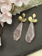 Ręcznie Robione Kolczyki "Kamień i Złoty Liść"Glina Polimerowa