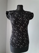 Sinsay czarna koszulka w gwiazdki s/36