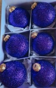 Bombki szklane fioletowe brokatowe 80mm 6szt