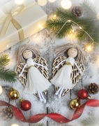 Aniolki na choinke z makramy 2 szt