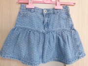 Jeansowa spódniczka w białe kropeczki 110/116 regulacja w pasie