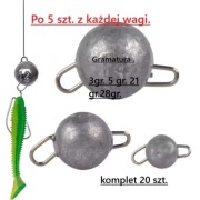 Ciężarki wędkarskie -3g -5 g -21g -28g. komplet 20 szt. ( Czeburaszka).